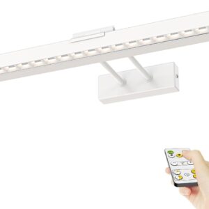 Picture Light Battery Operated, 16in Wireless Art Light for Paintings CCT Dimmable Recharging Wall Art Light with Remote Control for Gallery Dartboard Art Bedroom Bathroom White