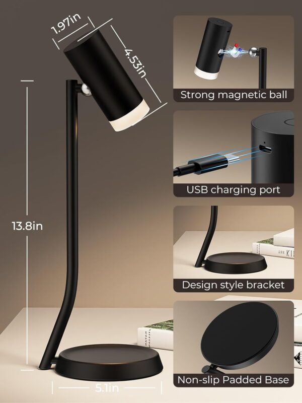 Cordless Table Lamps, Battery Operated Portable Table Light with Magnetic Adjustable Angle Head, 5000mAh Rechargeable Lamp with CCT Dimming for Patio Party Restaurant Dining Home 2 Packs - Image 7