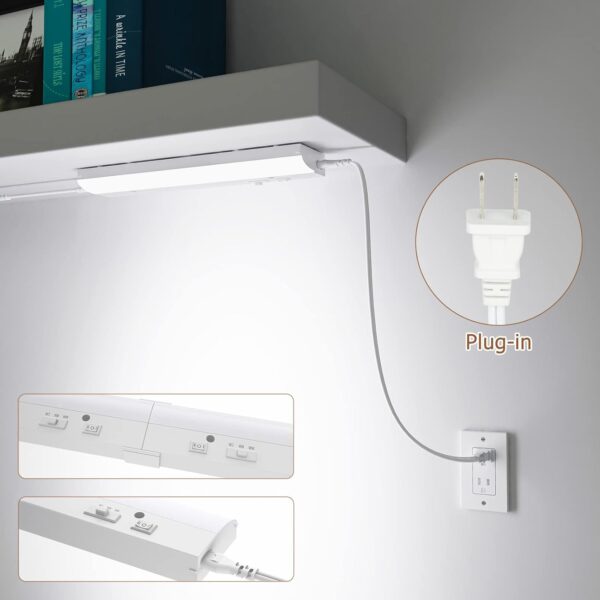 led Under Cabinet Task Lighting for Kitchen Plug-in Closet Light dimmable Under Cabinet Light 3 Color 3000K/4000K/5000K for Kitchen Garage Counter/Sink Area 12 inch - Image 2