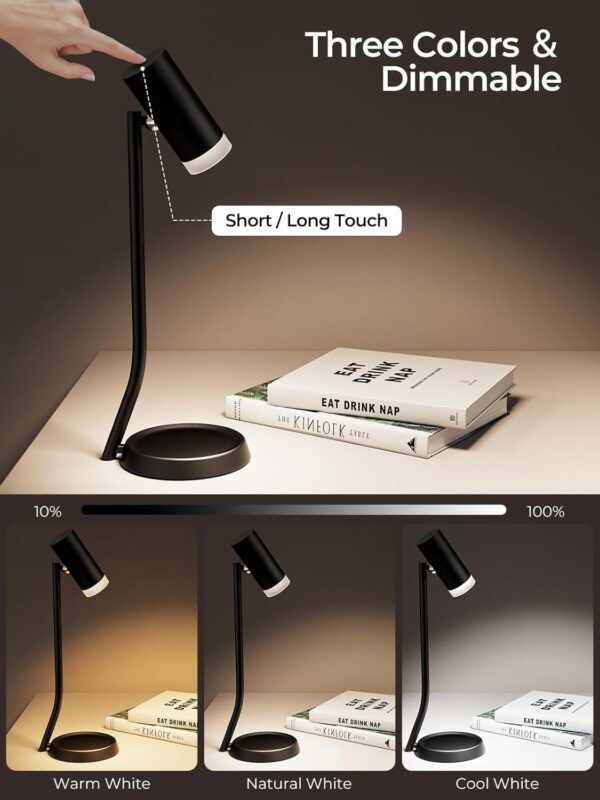 Cordless Table Lamps, Battery Operated Portable Table Light with Magnetic Adjustable Angle Head, 5000mAh Rechargeable Lamp with CCT Dimming for Patio Party Restaurant Dining Home 2 Packs - Image 5