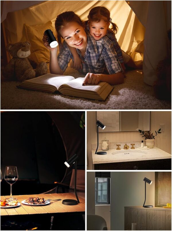 Cordless Table Lamps, Battery Operated Portable Table Light with Magnetic Adjustable Angle Head, 5000mAh Rechargeable Lamp with CCT Dimming for Patio Party Restaurant Dining Home 2 Packs - Image 8