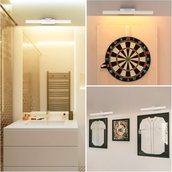 Picture Light Battery Operated, 16in Wireless Art Light for Paintings CCT Dimmable Recharging Wall Art Light with Remote Control for Gallery Dartboard Art Bedroom Bathroom White - Image 5