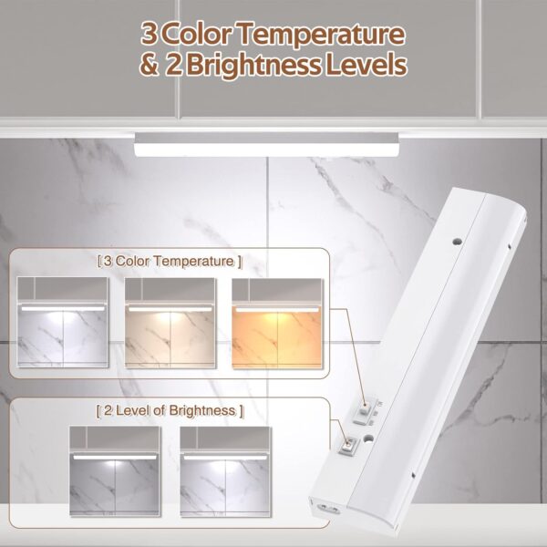 led Under Cabinet Task Lighting for Kitchen Plug-in Closet Light dimmable Under Cabinet Light 3 Color 3000K/4000K/5000K for Kitchen Garage Counter/Sink Area 12 inch - Image 4
