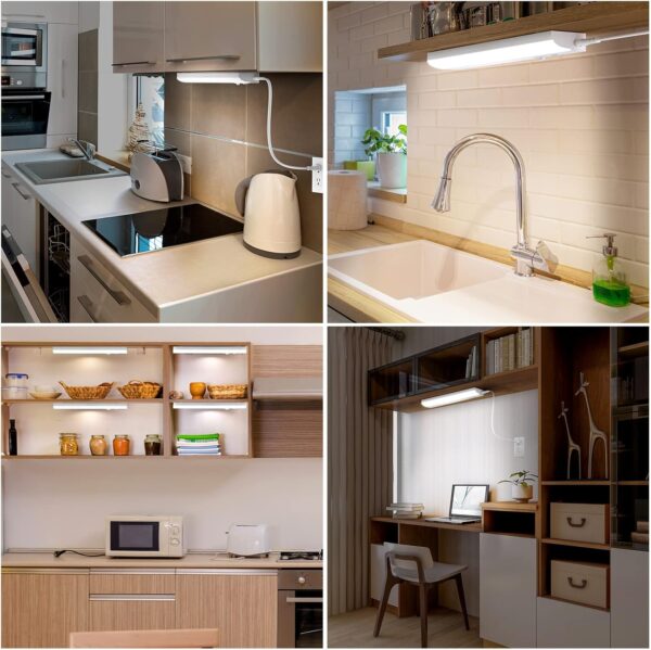led Under Cabinet Task Lighting for Kitchen Plug-in Closet Light dimmable Under Cabinet Light 3 Color 3000K/4000K/5000K for Kitchen Garage Counter/Sink Area 12 inch - Image 5