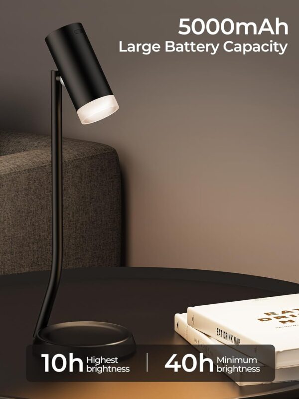 Cordless Table Lamps, Battery Operated Portable Table Light with Magnetic Adjustable Angle Head, 5000mAh Rechargeable Lamp with CCT Dimming for Patio Party Restaurant Dining Home 2 Packs - Image 2