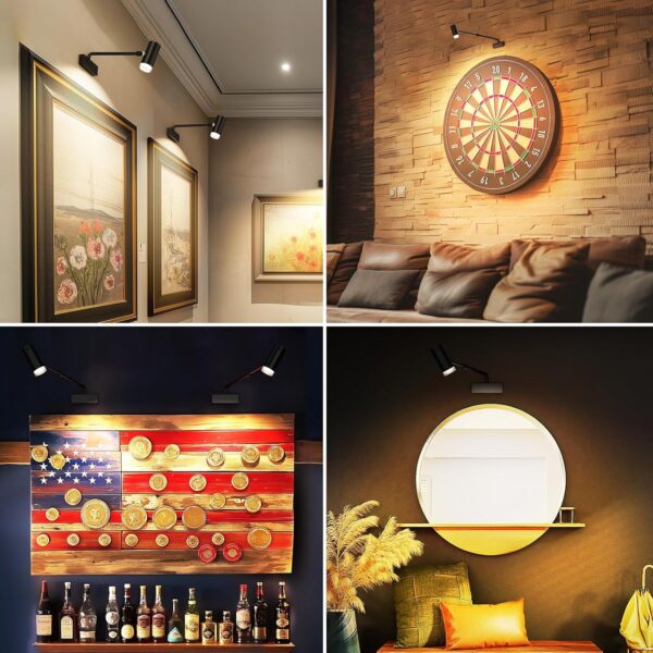 Battery Operated Picture Light, Adjustable Length Wireless Art Light for Paintings CCT Dimmable Rechargeable Picture Light with Remote Control for Gallery Reading Dartboard Bathroom - Image 6